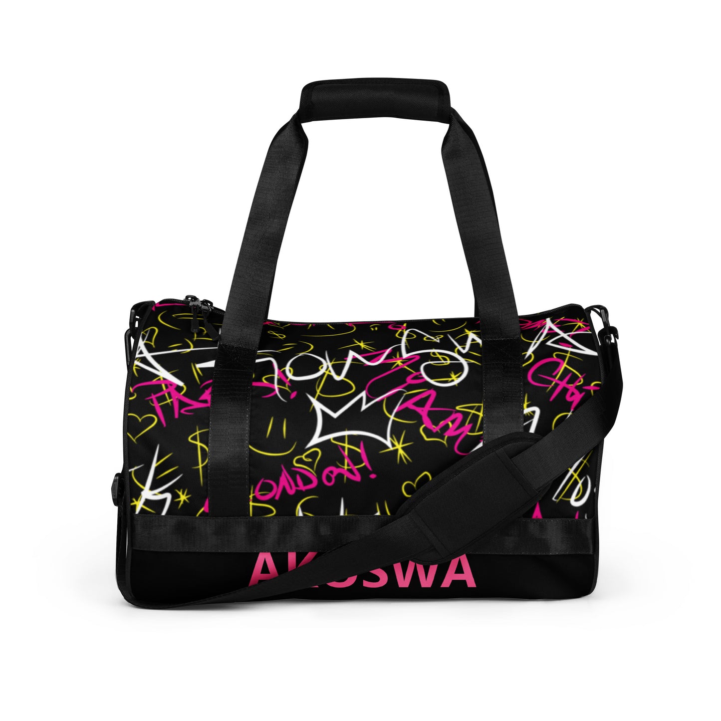 AKOSWA All-over Graffiti Print Gym Bag