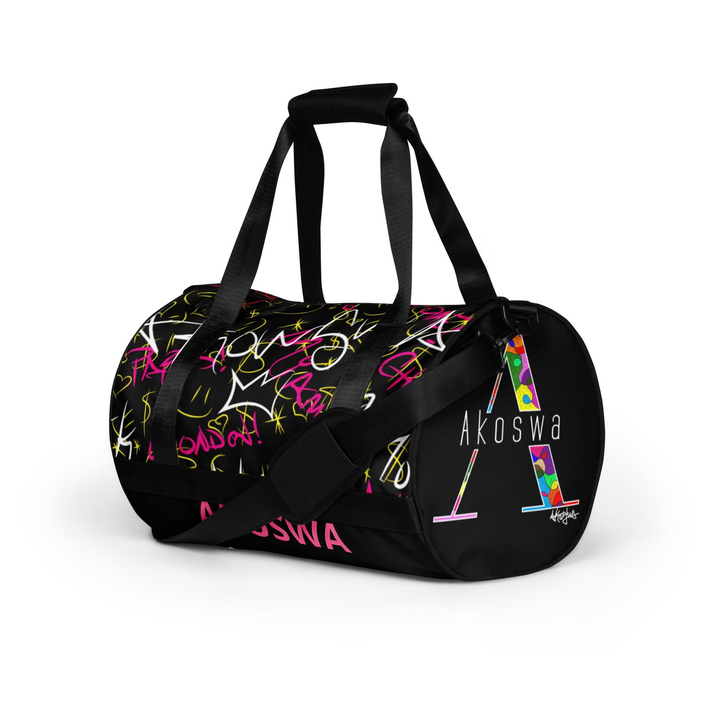 AKOSWA All-over Graffiti Print Gym Bag